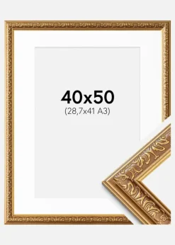 Ramme Swirl Gul 40x50 cm - Passepartout Hvid 29,7x42 cm