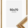 Ramme Swirl Guld 50x70 cm - Passepartout Hvid 33x56 cm