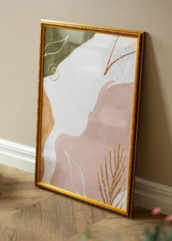 Ramme Swirl Guld 40x60 cm - Passepartout Hvid 32,9x48,3 cm