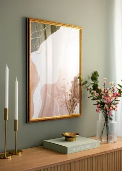 Ramme Swirl Guld 30x40 cm - Passepartout Hvid 21x29,7 cm