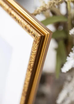 Ramme Swirl Guld 50x70 cm - Passepartout Hvid 16x23 inches