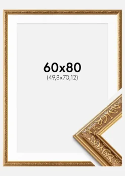 Ramme Swirl Guld 60x80 cm - Passepartout Hvid 20x28 inches