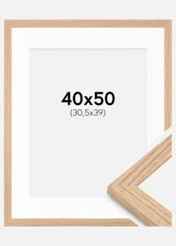 Ramme Tidlös Massiv Eg 40x50 cm - Passepartout Hvid 31,5x40 cm