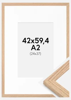 Ramme Tidlös Massiv Eg 42x59,4 cm - Passepartout Hvid 25x38 cm