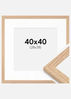 Ramme Tidlös Massiv Eg 40x40 cm - Passepartout Hvid 29x29 cm