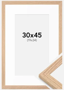 Ramme Tidlös Massiv Eg 30x45 cm - Passepartout Hvid 20x35 cm