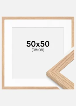 Ramme Tidlös Massiv Eg 50x50 cm - Passepartout Hvid 39x39 cm