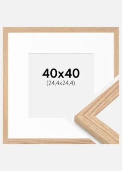 Ramme Tidlös Massiv Eg 40x40 cm - Passepartout Hvid 10x10 inches