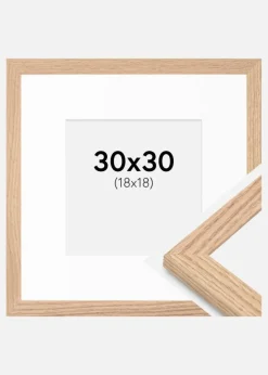 Ramme Tidlös Massiv Eg 30x30 cm - Passepartout Hvid 19x19 cm