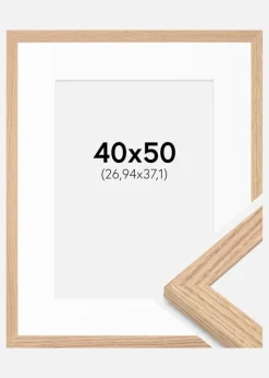 Ramme Tidlös Massiv Eg 40x50 cm - Passepartout Hvid 11x15 inches