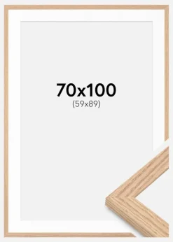 Ramme Tidlös Massiv Eg 70x100 cm - Passepartout Hvid 60x90 cm