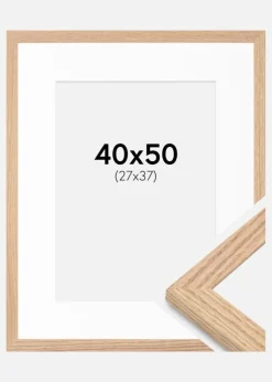 Ramme Tidlös Massiv Eg 40x50 cm - Passepartout Hvid 28x38 cm