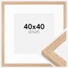 Ramme Tidlös Massiv Eg 40x40 cm - Passepartout Hvid 28x28 cm