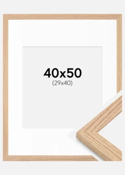 Ramme Tidlös Massiv Eg 40x50 cm - Passepartout Hvid 30x41 cm