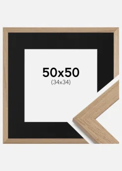 Ramme Trendline Eg 50x50 cm - Passepartout Sort 35x35 cm