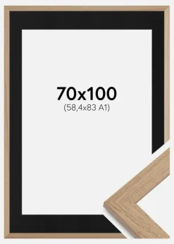 Ramme Trendline Eg 70x100 cm - Passepartout Sort 59,4x84 cm (A1)