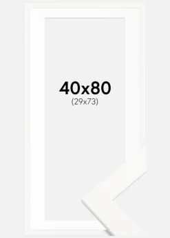 Ramme Trendline Hvid 40x80 cm - Passepartout Hvid 30x74 cm