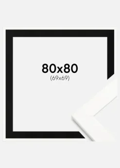 Ramme Trendline Hvid 80x80 cm - Passepartout Sort 70x70 cm