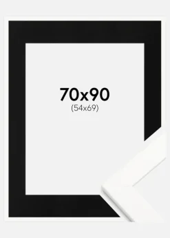 Ramme Trendline Hvid 70x90 cm - Passepartout Sort 55x70 cm
