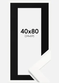 Ramme Trendline Hvid 40x80 cm - Passepartout Sort 25x70 cm