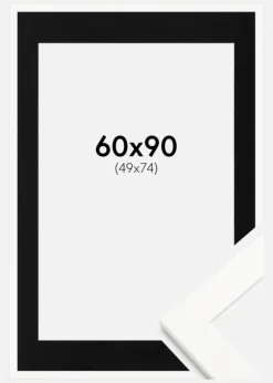 Ramme Trendline Hvid 60x90 cm - Passepartout Sort 50x75 cm