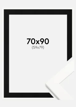 Ramme Trendline Hvid 70x90 cm - Passepartout Sort 60x80 cm