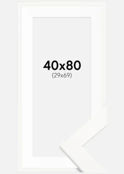 Ramme Trendline Hvid 40x80 cm - Passepartout Hvid 30x70 cm