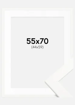 Ramme Trendline Hvid 55x70 cm - Passepartout Hvid 45x60 cm