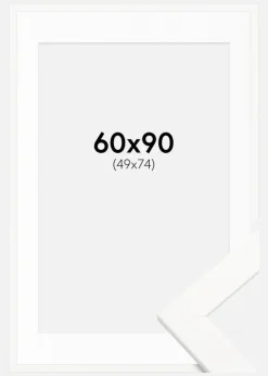 Ramme Trendline Hvid 60x90 cm - Passepartout Hvid 50x75 cm