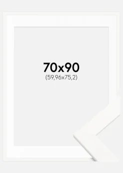 Ramme Trendline Hvid 70x90 cm - Passepartout Hvid 24x30 inches