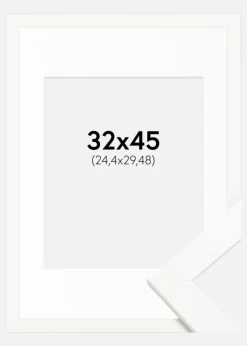 Ramme Trendline Hvid 32x45 cm - Passepartout Hvid 10x12 inches