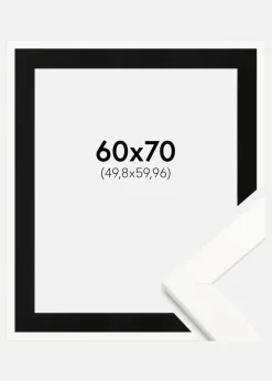 Ramme Trendline Hvid 60x70 cm - Passepartout Sort 20x24 inches