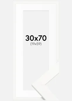 Ramme Trendline Hvid 30x70 cm - Passepartout Hvid 20x60 cm
