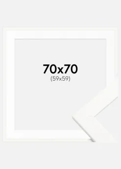 Ramme Trendline Hvid 70x70 cm - Passepartout Hvid 60x60 cm