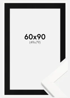 Ramme Trendline Hvid 60x90 cm - Passepartout Sort 50x80 cm