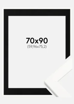 Ramme Trendline Hvid 70x90 cm - Passepartout Sort 24x30 inches