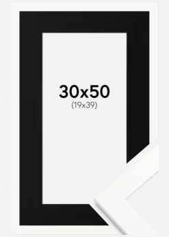 Ramme Trendline Hvid 30x50 cm - Passepartout Sort 20x40 cm