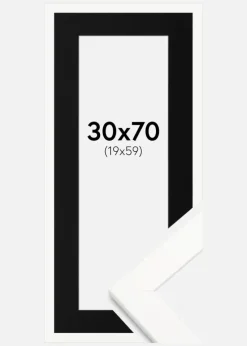 Ramme Trendline Hvid 30x70 cm - Passepartout Sort 20x60 cm