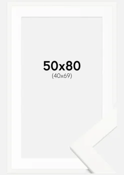 Ramme Trendline Hvid 50x80 cm - Passepartout Hvid 41x70 cm