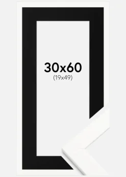 Ramme Trendline Hvid 30x60 cm - Passepartout Sort 20x50 cm