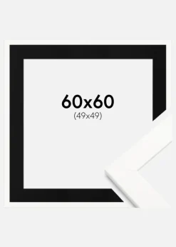 Ramme Trendline Hvid 60x60 cm - Passepartout Sort 50x50 cm