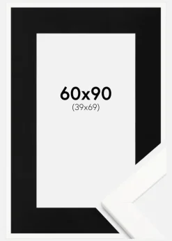 Ramme Trendline Hvid 60x90 cm - Passepartout Sort 40x70 cm