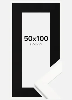Ramme Trendline Hvid 50x100 cm - Passepartout Sort 30x80 cm