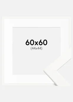 Ramme Trendline Hvid 60x60 cm - Passepartout Hvid 45x45 cm