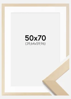 Ramme Trendline Natur 50x70 cm - Passepartout Hvid 16x24 inches