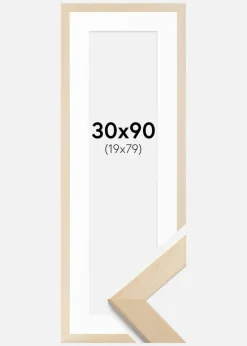 Ramme Trendline Natur 30x90 cm - Passepartout Hvid 20x80 cm