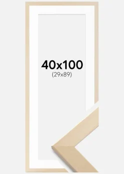 Ramme Trendline Natur 40x100 cm - Passepartout Hvid 30x90 cm