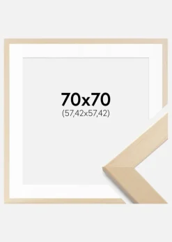 Ramme Trendline Natur 70x70 cm - Passepartout Hvid 23x23 inches