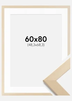 Ramme Trendline Natur 60x80 cm - Passepartout Hvid 49,3x69,3 cm