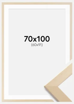 Ramme Trendline Natur 70x100 cm - Passepartout Hvid 61x92 cm